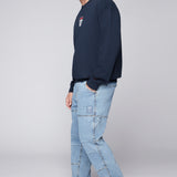 OLI - Pantalon coupe ample avec ourlets ajustables - Denim Pierre Foncé