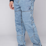 OLI - Pantalon coupe ample avec ourlets ajustables - Denim Pierre Foncé