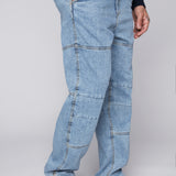 OLI - Pantalon coupe ample avec ourlets ajustables - Denim Pierre Foncé