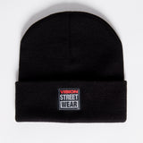 Tuque à revers avec écusson large à logo- Noire