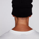 Tuque à revers avec écusson large à logo- Noire