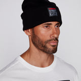 Tuque à revers avec écusson large à logo- Noire
