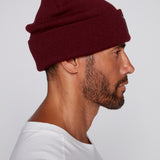 Tuque à revers avec écusson large à logo- Moutarde