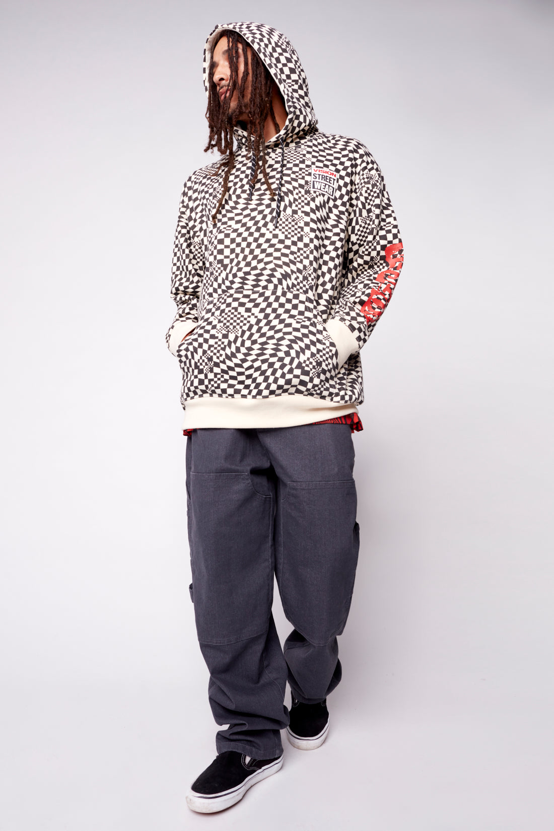 Vision Street Wear Broken Checks Hoodie Bone