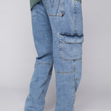 GELFAND - Pantalon cargo coupe ample avec ourlets ajustables - Denim Pierre Foncé