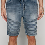 PHOENIX - Short Moto Pour Homme - Flex Denim - Bleu Clair