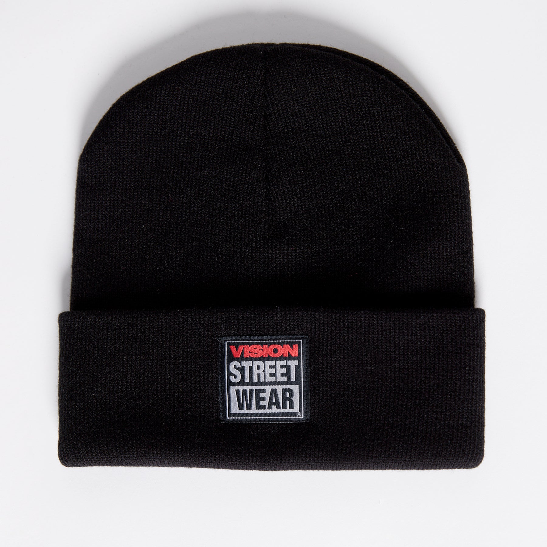 Tuque à revers avec écusson large à logo- Noire