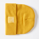 Tuque à revers avec écusson large à logo- Moutarde