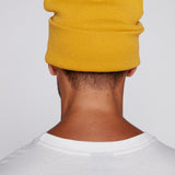 Tuque à revers avec écusson large à logo- Moutarde