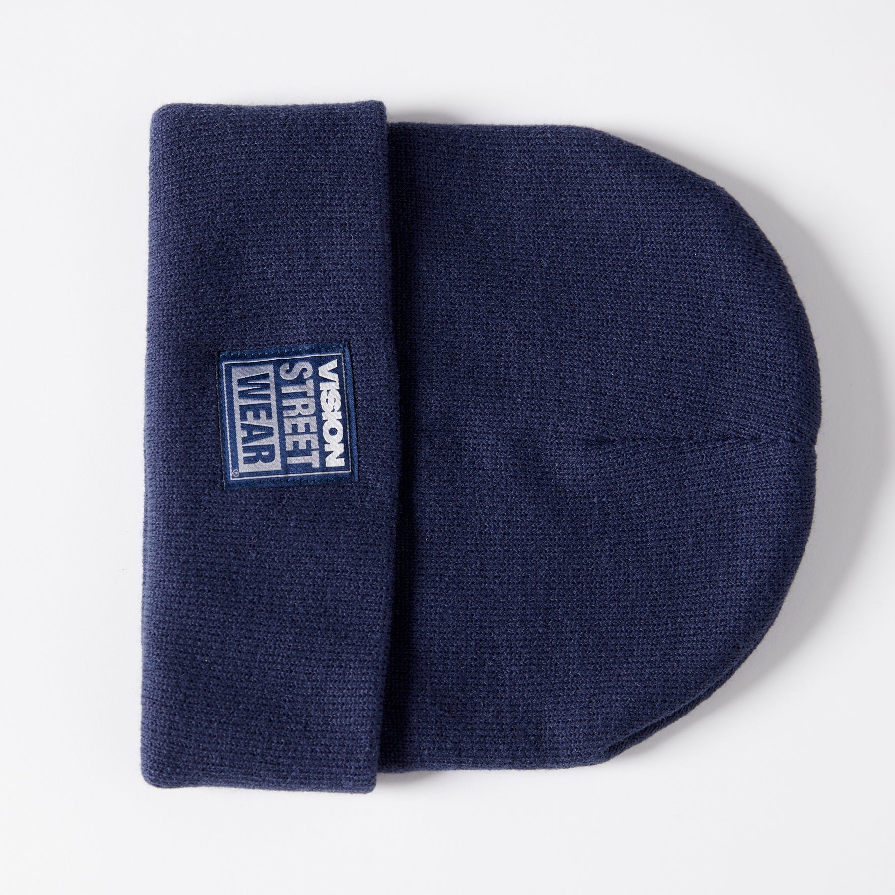 Tuque à revers avec écusson large à logo- Marine