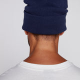 Tuque à revers avec écusson large à logo- Marine