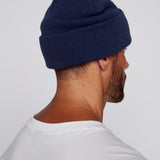 Tuque à revers avec écusson large à logo- Marine